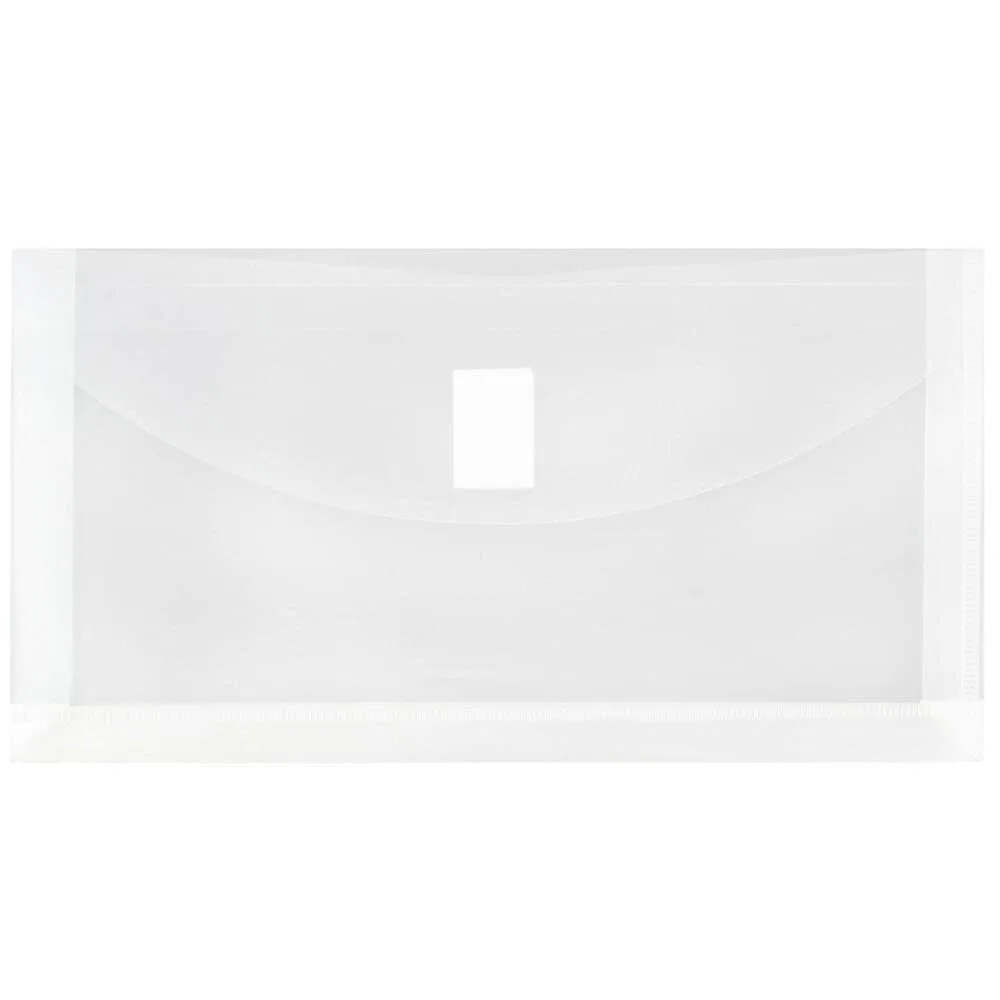 JAM PAPER Plastic Booklet Envelopes with Hook & Loop Closure - Pack of 12