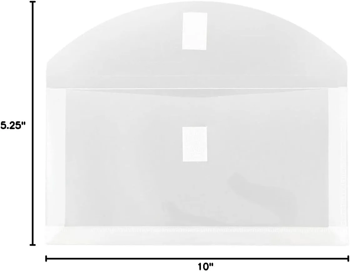 JAM PAPER Plastic Booklet Envelopes with Hook & Loop Closure - Pack of 12