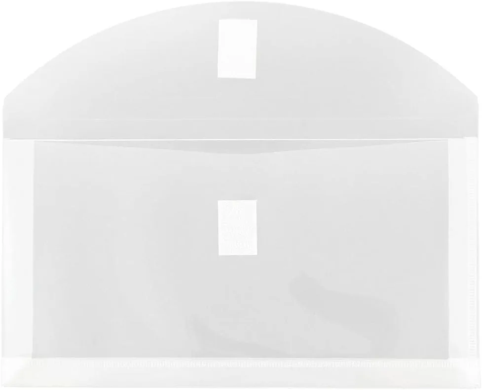 JAM PAPER Plastic Booklet Envelopes with Hook & Loop Closure - Pack of 12