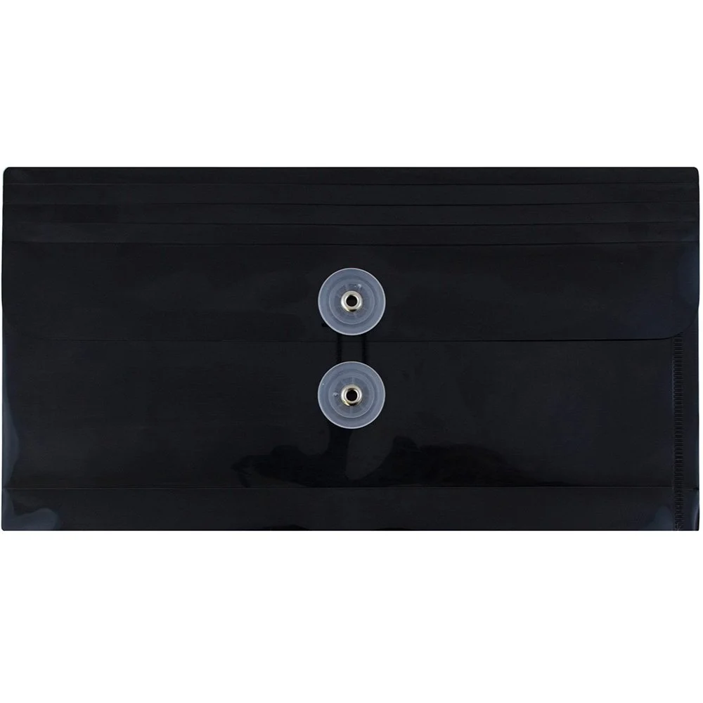 JAM PAPER Plastic Envelopes with Button & String Tie Closure - 12 Pack