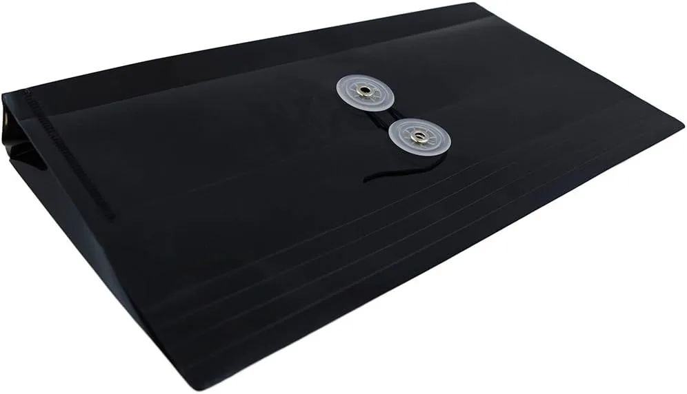 JAM PAPER Plastic Envelopes with Button & String Tie Closure - 12 Pack