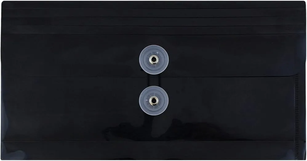 JAM PAPER Plastic Envelopes with Button & String Tie Closure - 12 Pack