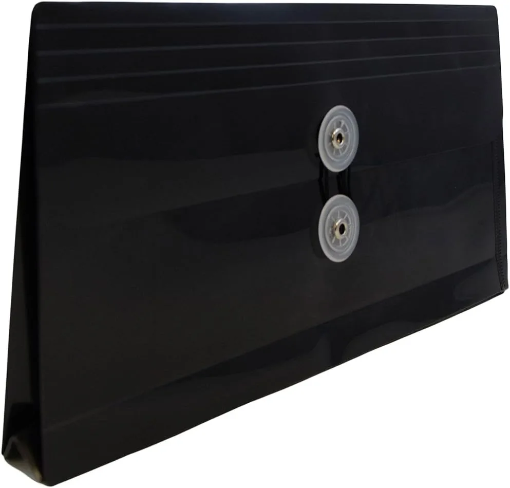 JAM PAPER Plastic Envelopes with Button & String Tie Closure - 12 Pack