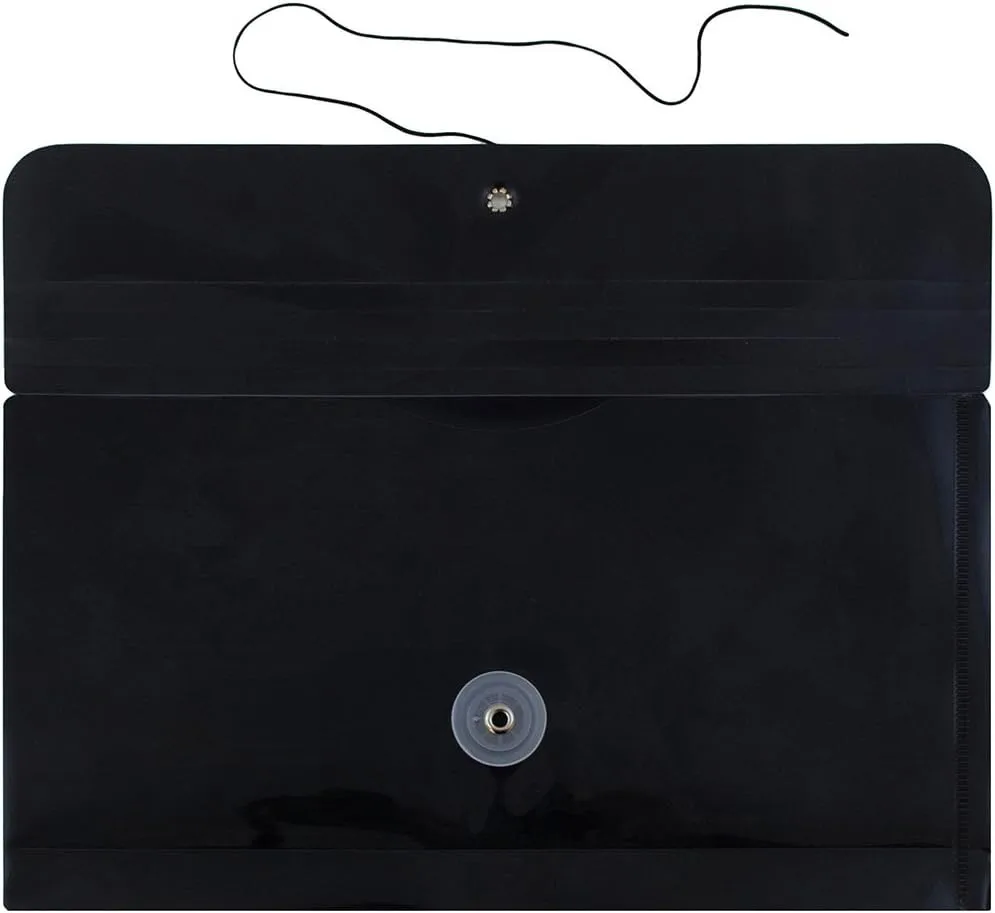 JAM PAPER Plastic Envelopes with Button & String Tie Closure - 12 Pack