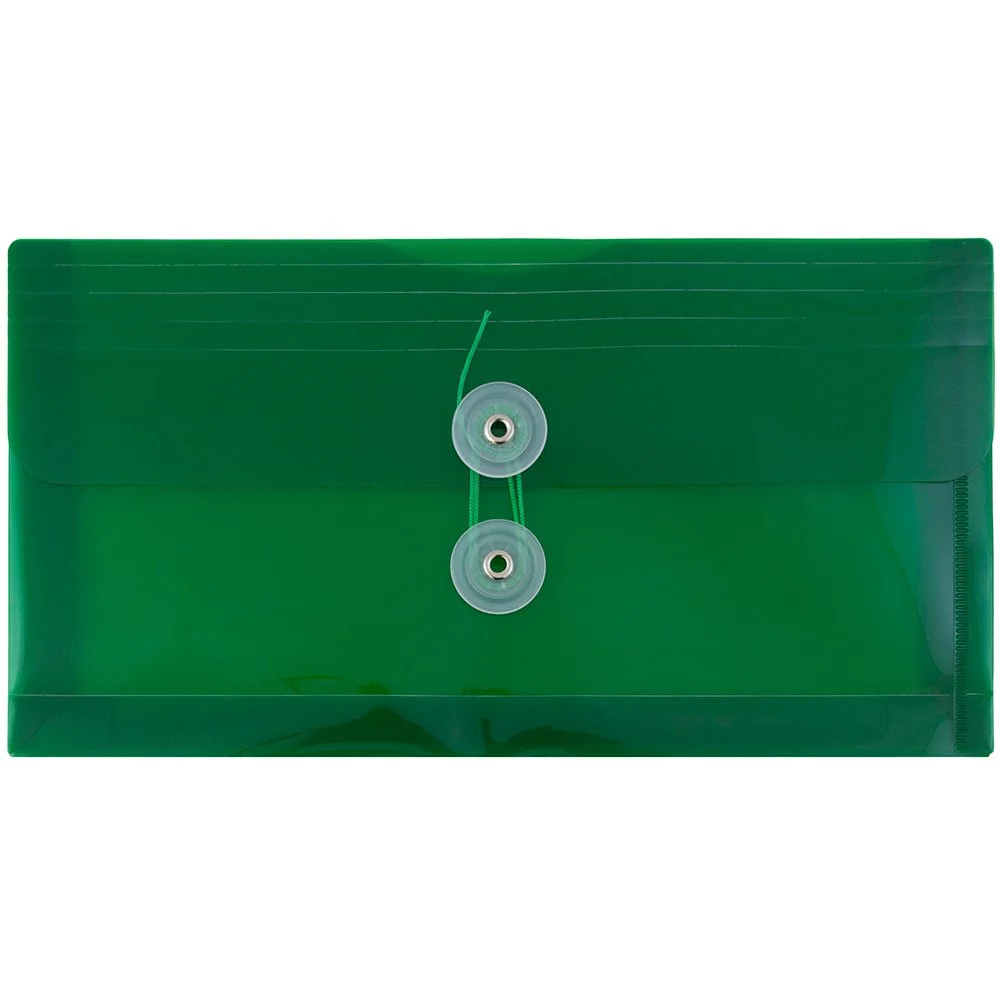JAM PAPER Plastic Envelopes with Button & String Tie Closure - 12 Pack
