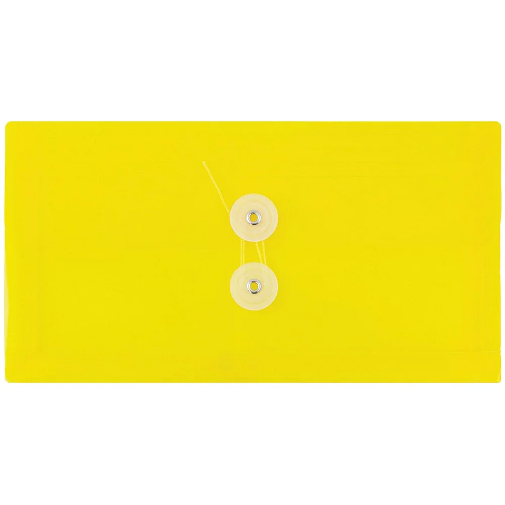 JAM PAPER Plastic Envelopes with Button & String Tie Closure - 12 Pack