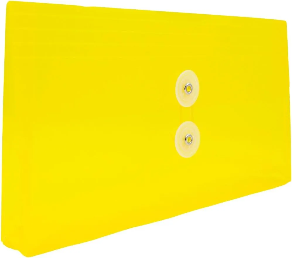 JAM PAPER Plastic Envelopes with Button & String Tie Closure - 12 Pack