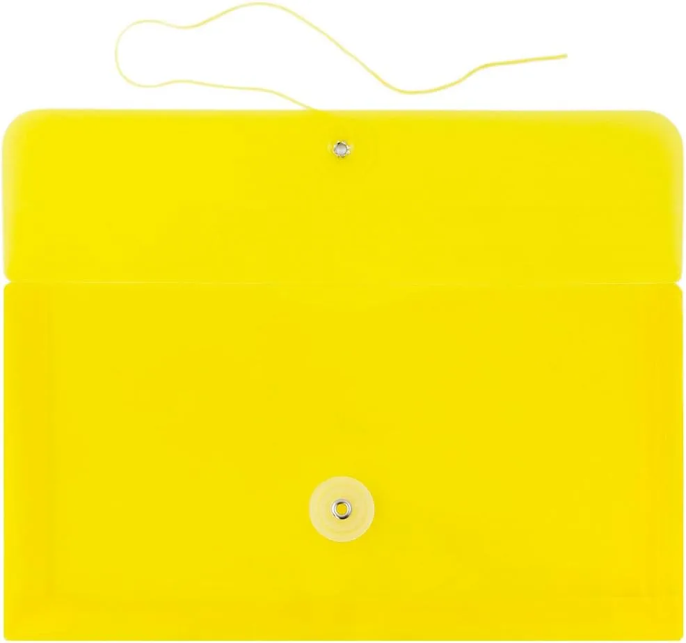 JAM PAPER Plastic Envelopes with Button & String Tie Closure - 12 Pack