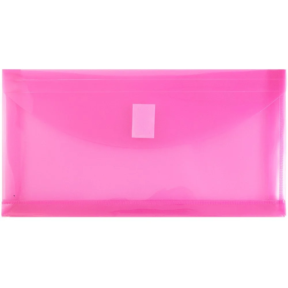 JAM PAPER Plastic Booklet Envelopes with Hook & Loop Closure - Pack of 12