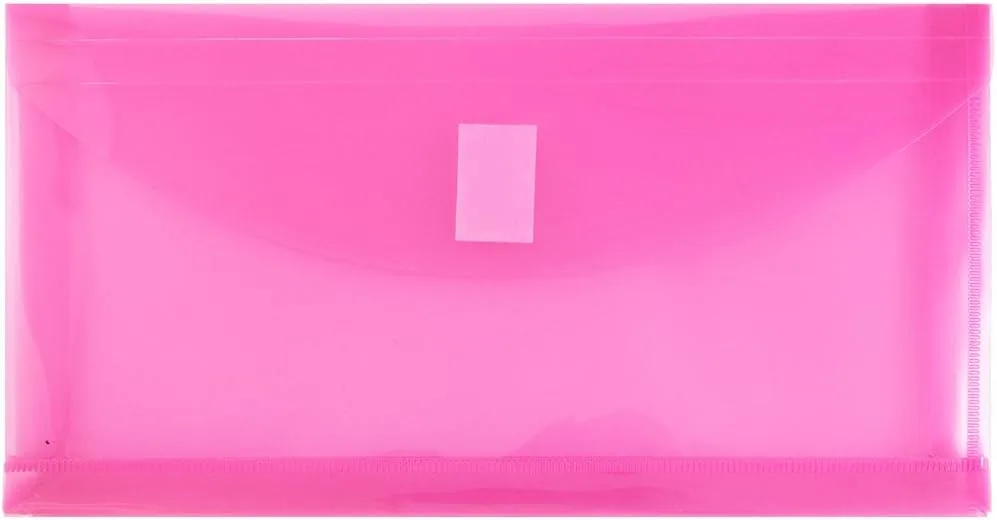 JAM PAPER Plastic Booklet Envelopes with Hook & Loop Closure - Pack of 12
