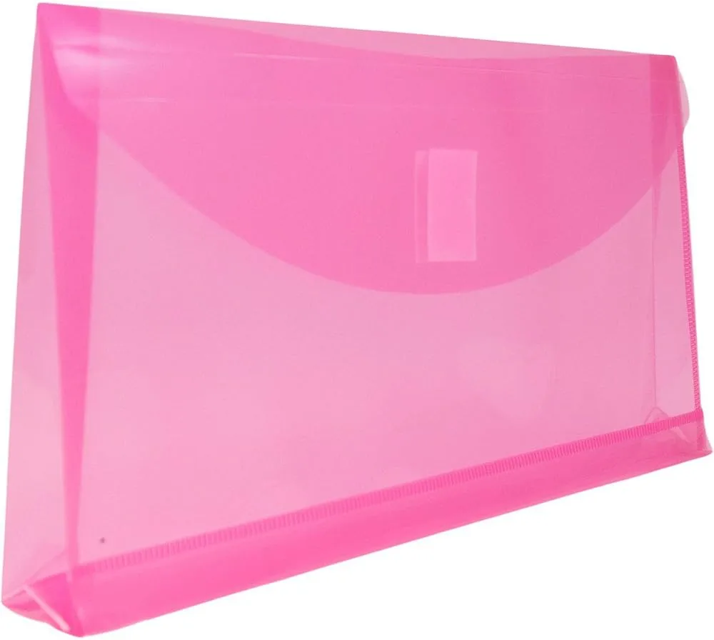 JAM PAPER Plastic Booklet Envelopes with Hook & Loop Closure - Pack of 12