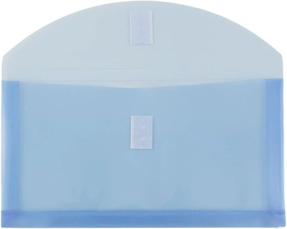 JAM PAPER Plastic Booklet Envelopes with Hook & Loop Closure - Pack of 12