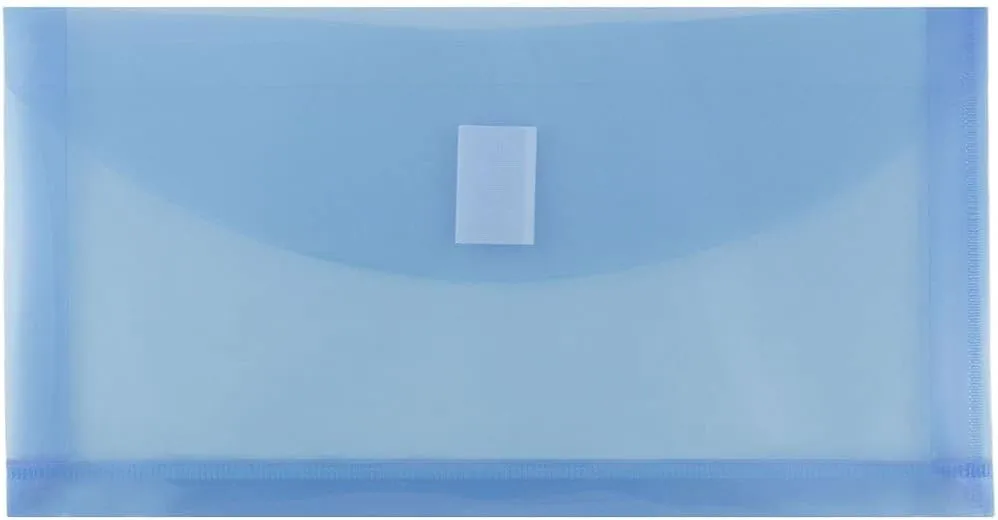 JAM PAPER Plastic Booklet Envelopes with Hook & Loop Closure - Pack of 12