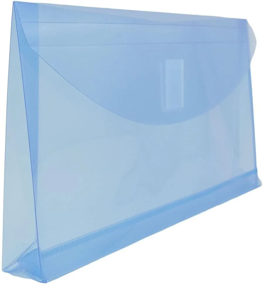 JAM PAPER Plastic Booklet Envelopes with Hook & Loop Closure - Pack of 12