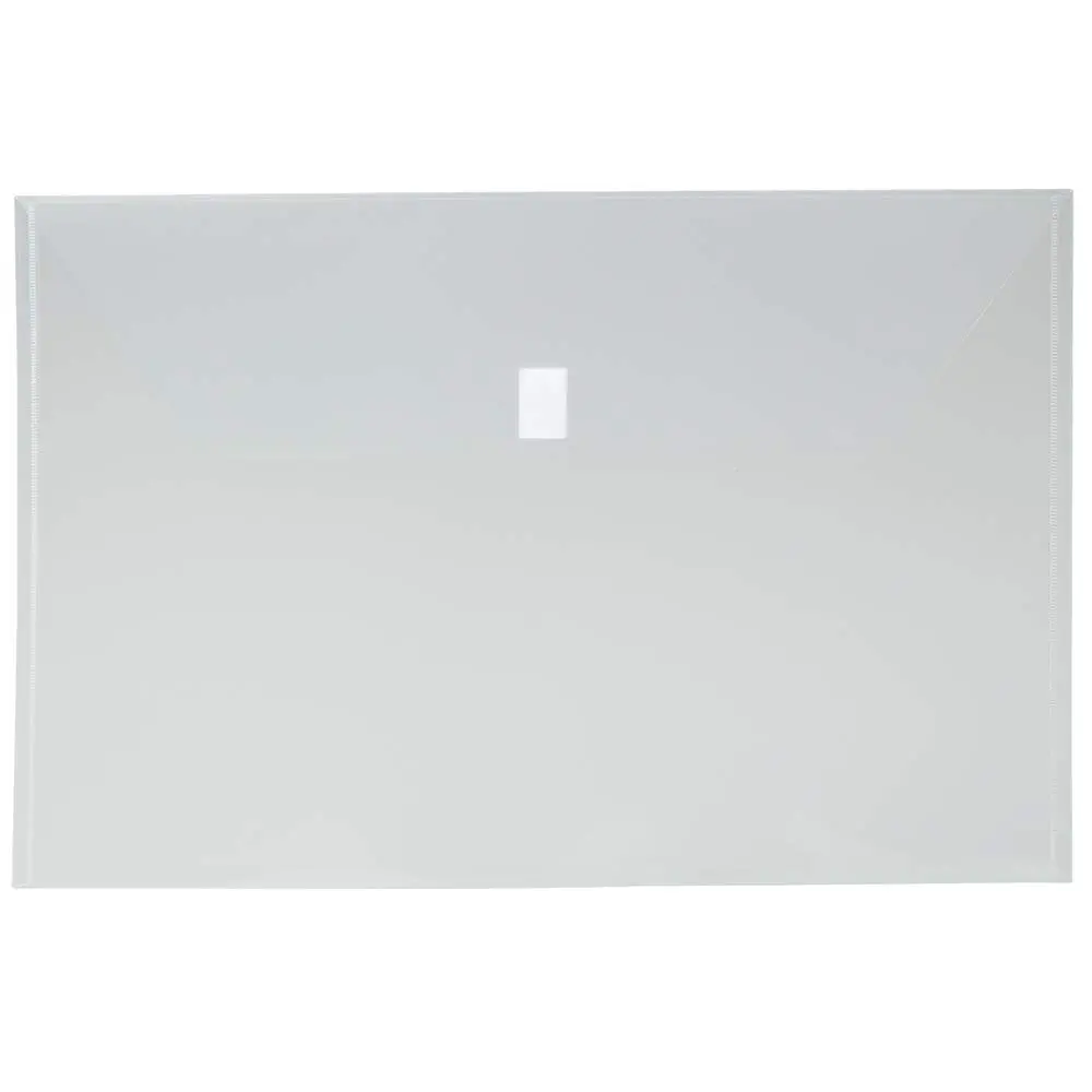 JAM PAPER Plastic Envelopes with Hook & Loop Closure - Jumbo Booklet - 12 x 18 - Clear - 12/Pack