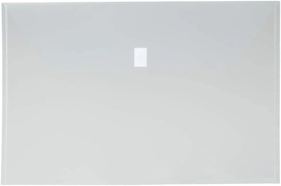JAM PAPER Plastic Envelopes with Hook & Loop Closure - Jumbo Booklet - 12 x 18 - Clear - 12/Pack
