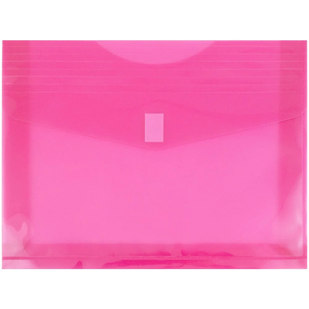 JAM PAPER Plastic Booklet Expansion Envelopes with Hook & Loop Closure - Letter