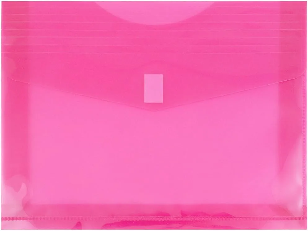 JAM PAPER Plastic Booklet Expansion Envelopes with Hook & Loop Closure - Letter
