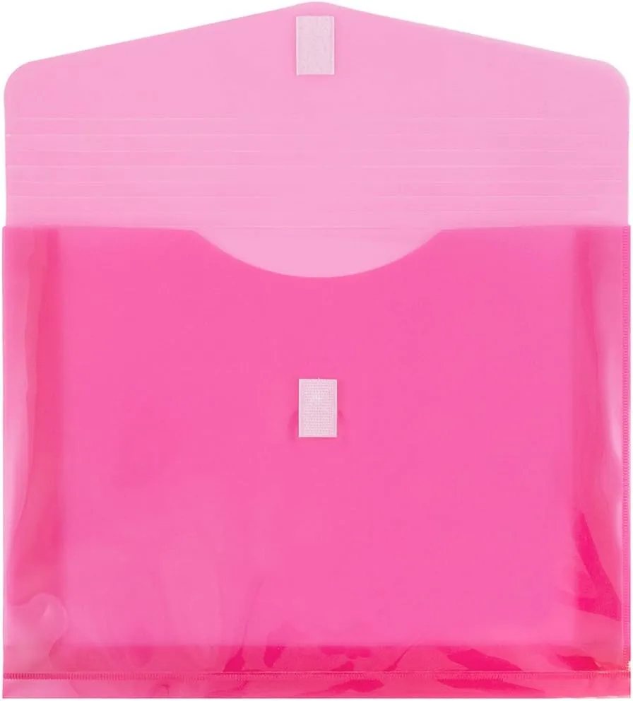 JAM PAPER Plastic Booklet Expansion Envelopes with Hook & Loop Closure - Letter