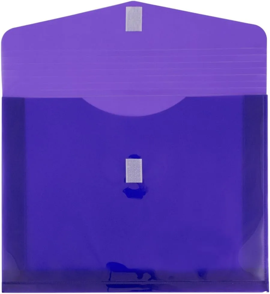 JAM PAPER Plastic Booklet Expansion Envelopes with Hook & Loop Closure - Letter