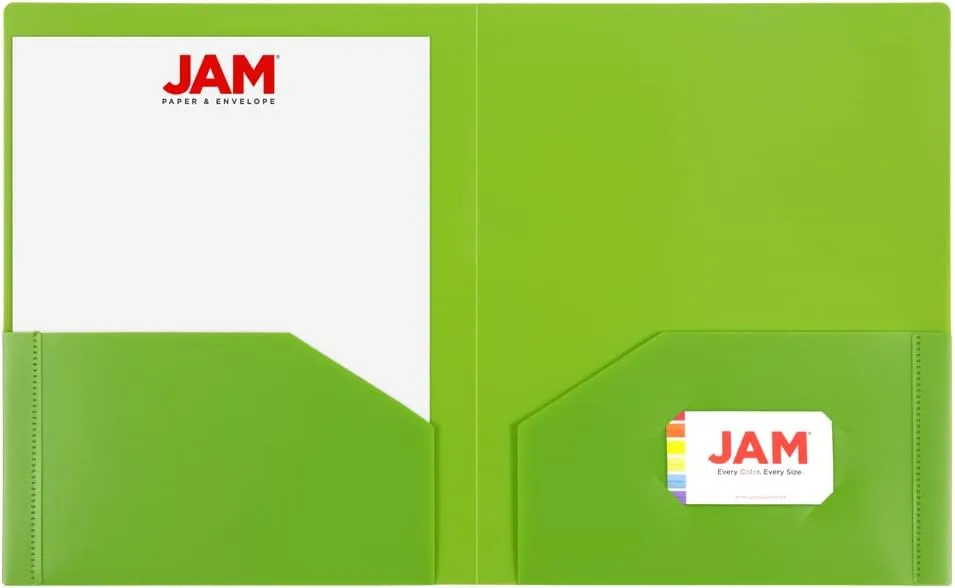 JAM Paper Heavy-Duty 2-Pocket Plastic Presentation Folders - Letter Size
