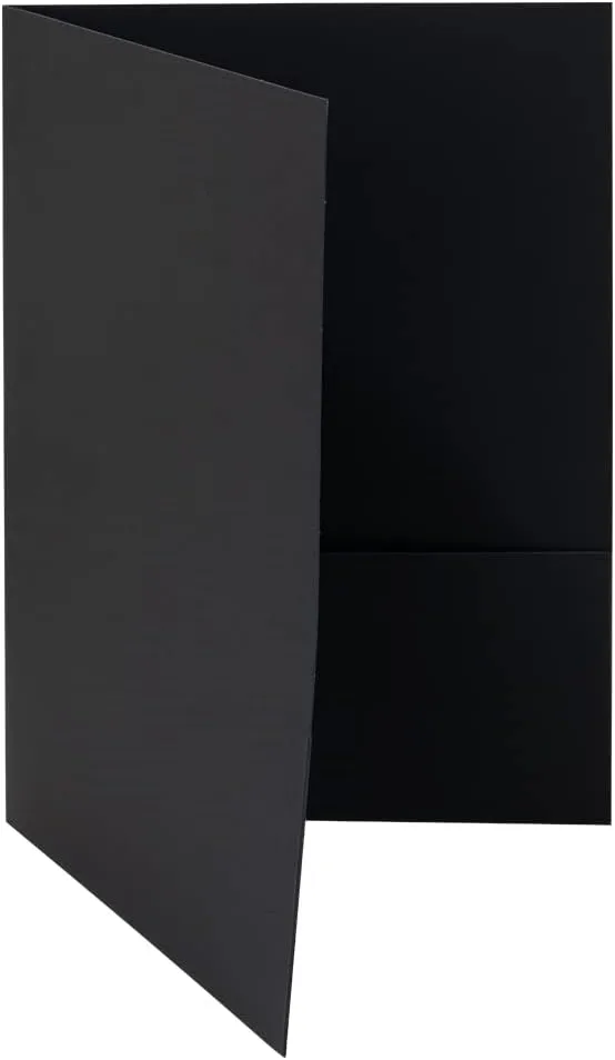 JAM PAPER Two Pocket Textured Linen Presentation Folders - Letter Size Business Folder - Black - Pack of 6