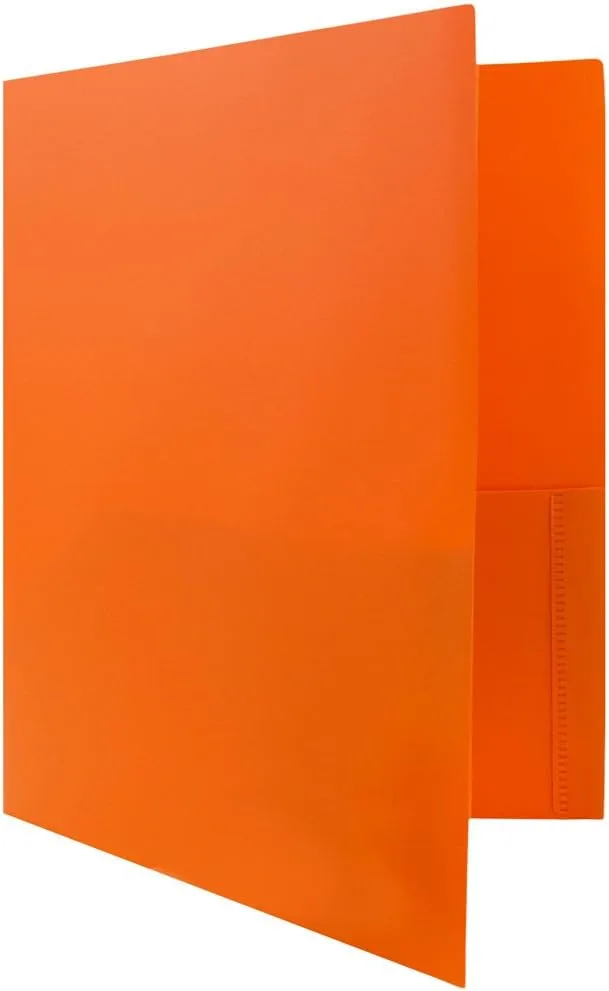 JAM Paper Plastic 2-Pocket POP Folders with Metal Prongs
