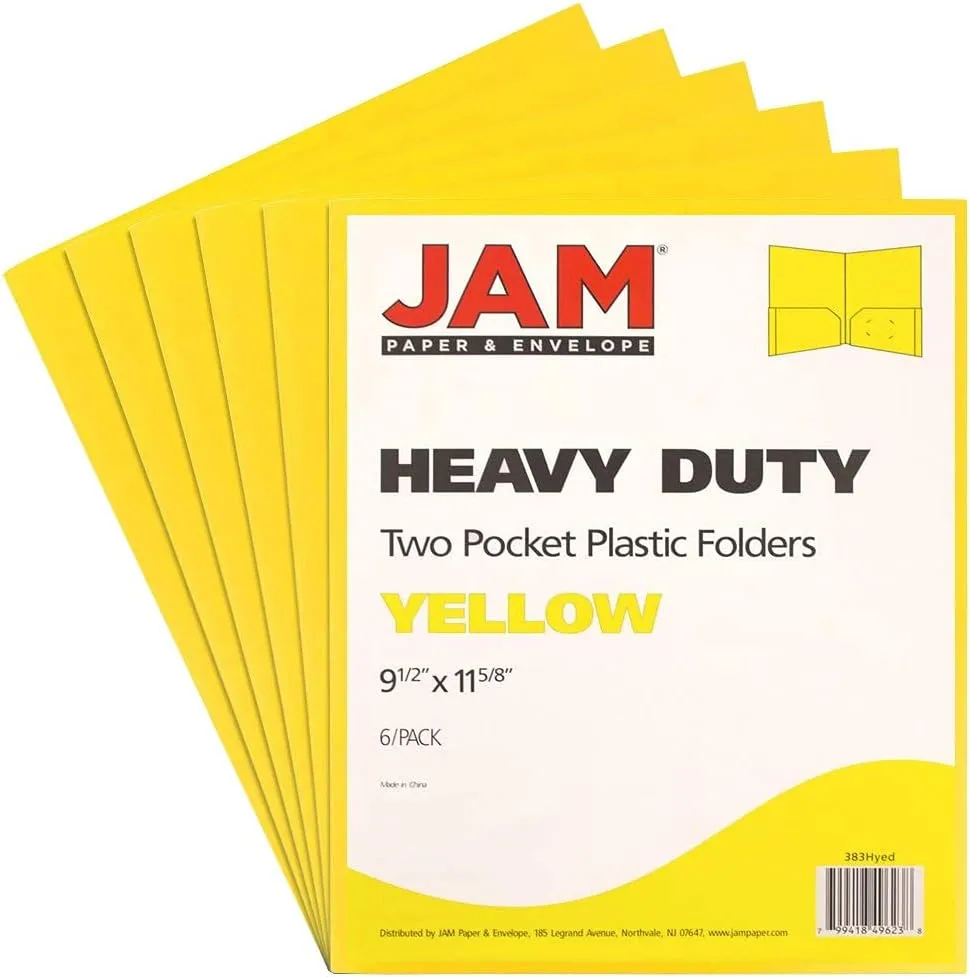 JAM Paper Heavy-Duty 2-Pocket Plastic Presentation Folders - Letter Size