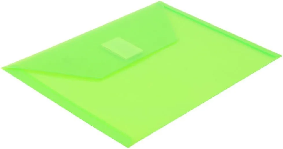 JAM PAPER Plastic Booklet Envelopes with Hook & Loop Closure - Pack of 12