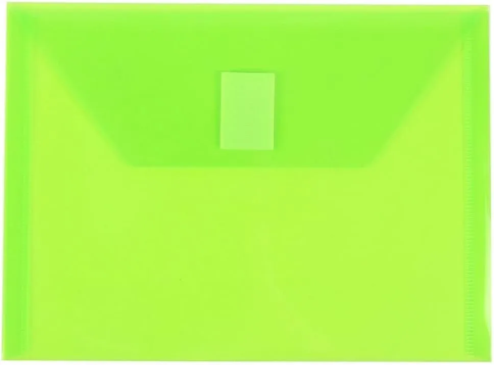 JAM PAPER Plastic Booklet Envelopes with Hook & Loop Closure - Pack of 12