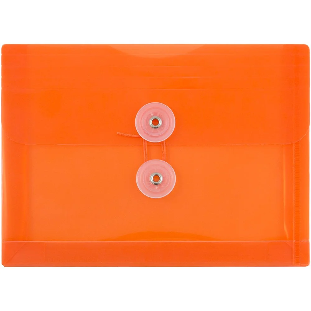 JAM PAPER Plastic Envelopes with Button & String Tie Closure - 12 Pack