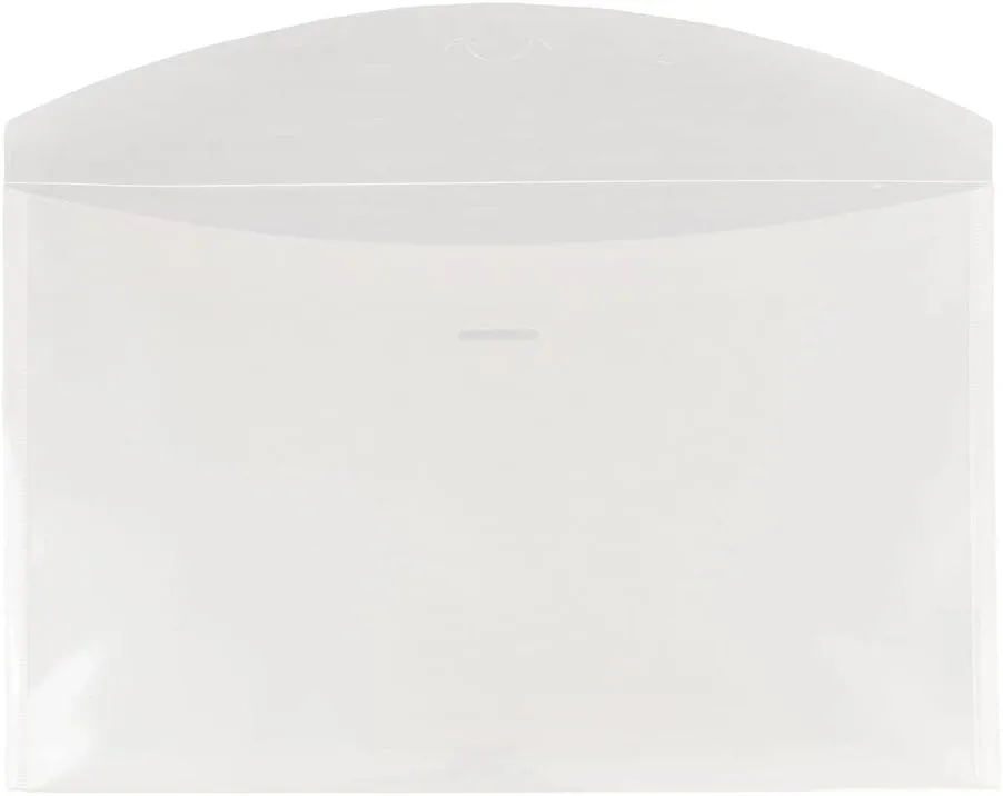JAM PAPER Plastic Envelopes with Tuck Flap Closure - Clear