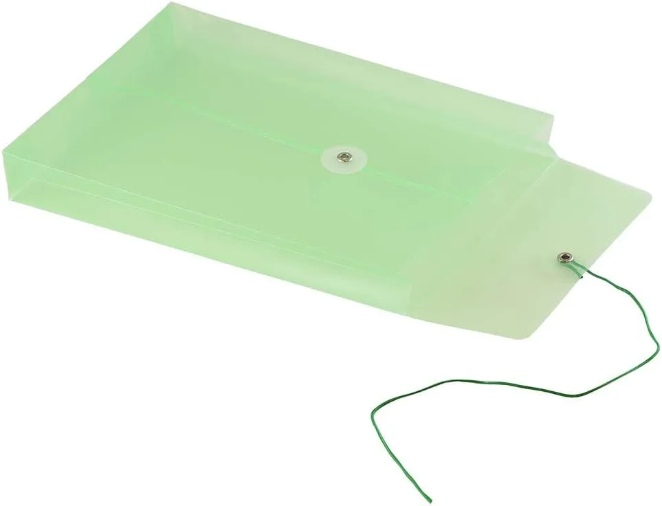 JAM PAPER Open-End Plastic Envelopes, Button & String