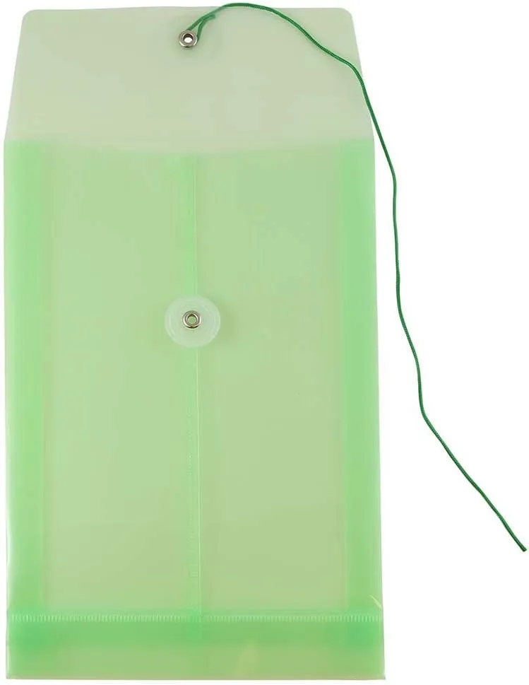 JAM PAPER Open-End Plastic Envelopes, Button & String