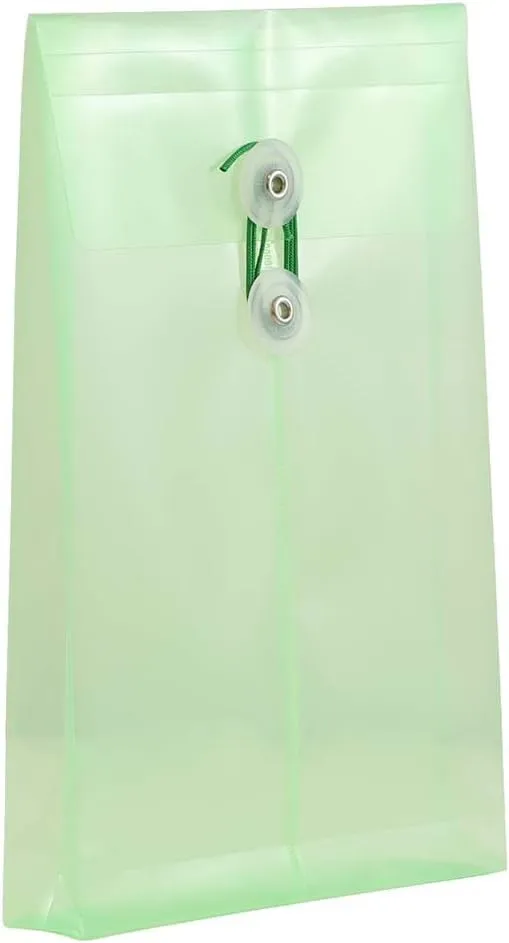 JAM PAPER Open-End Plastic Envelopes, Button & String