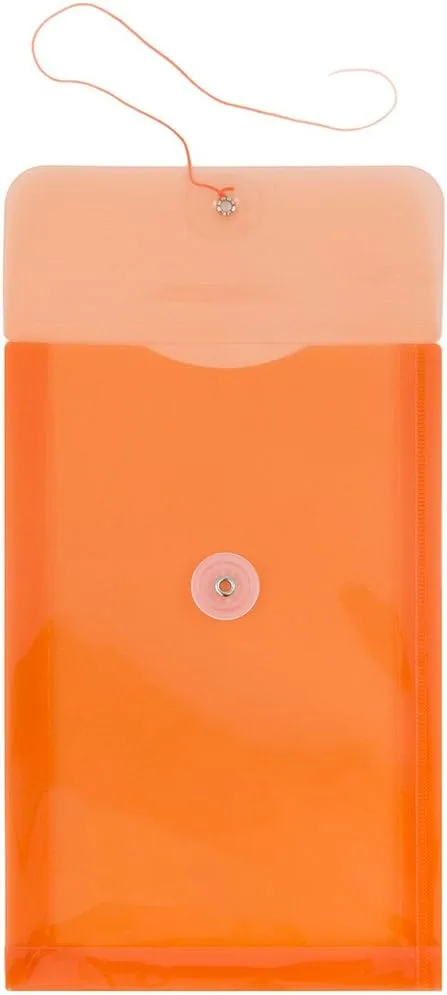 JAM PAPER Open-End Plastic Envelopes, Button & String