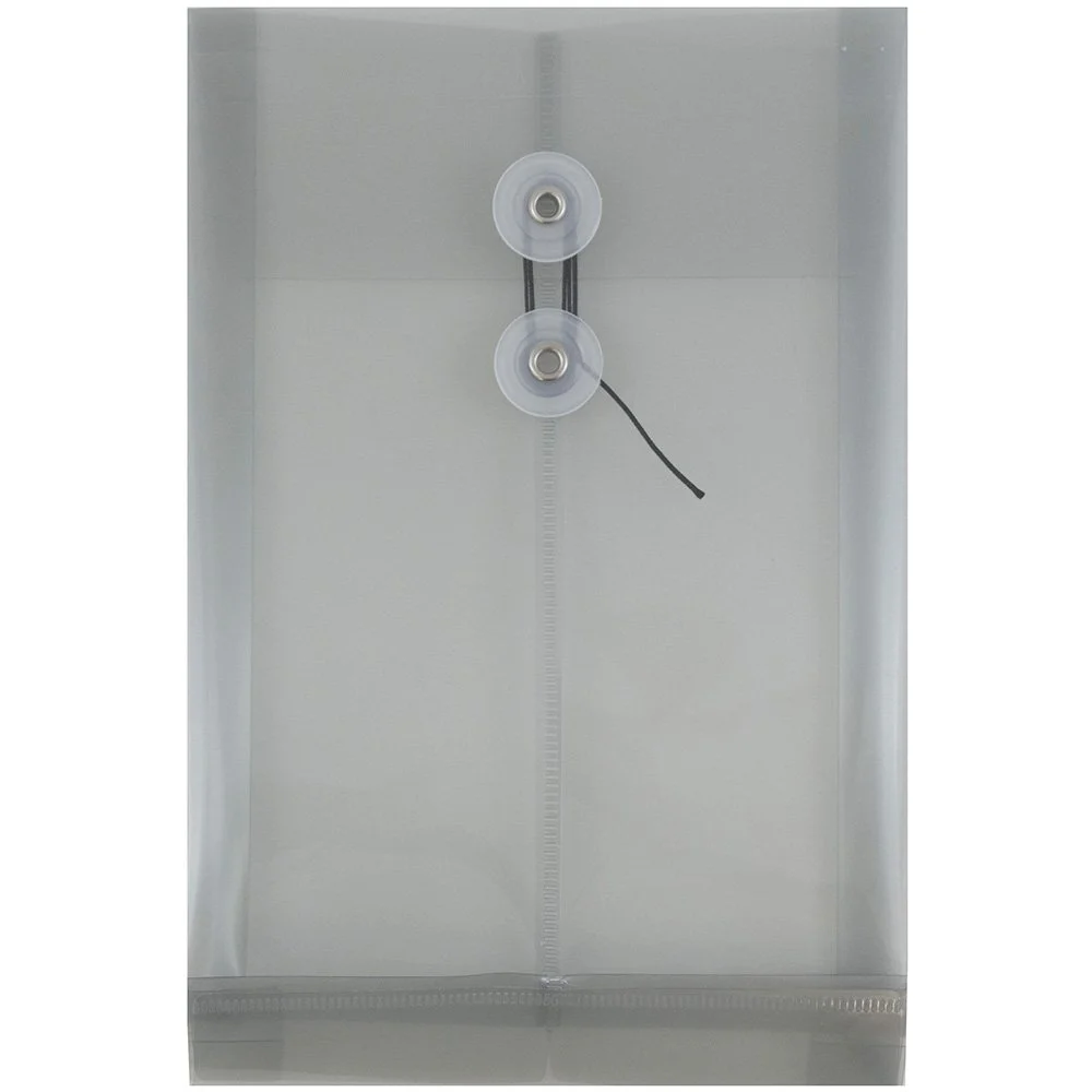 JAM PAPER Open-End Plastic Envelopes, Button & String