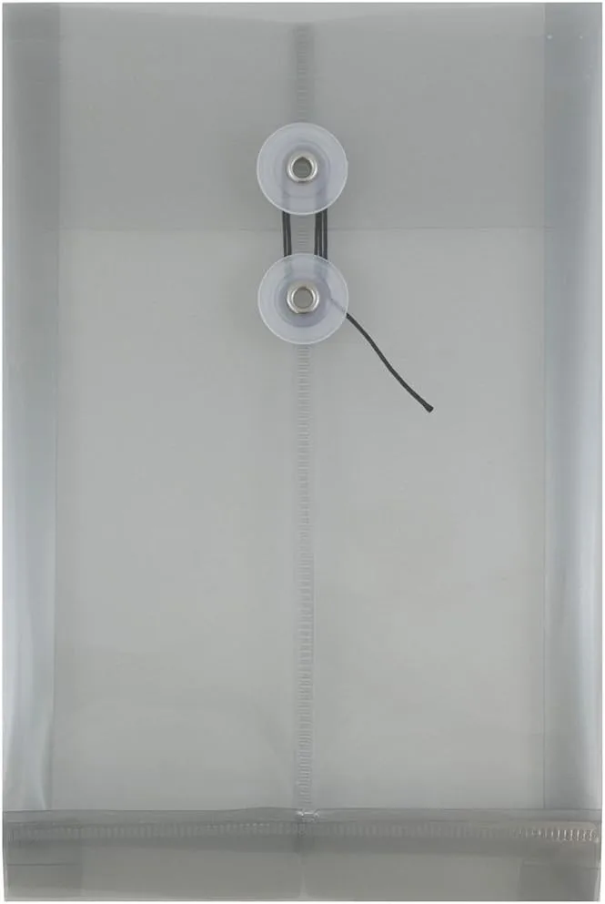 JAM PAPER Open-End Plastic Envelopes, Button & String