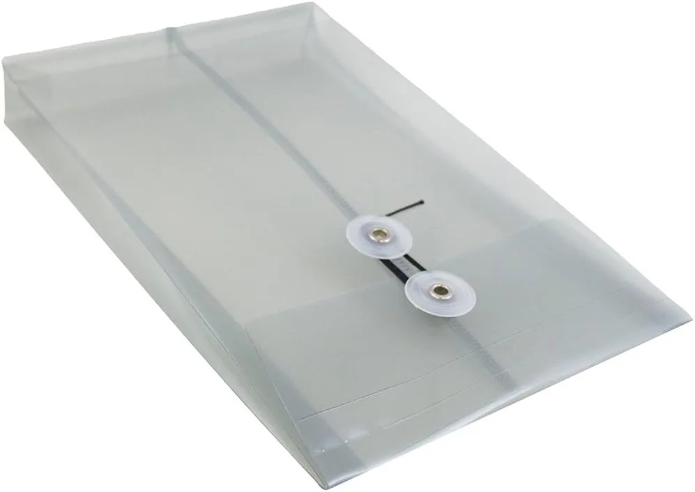 JAM PAPER Open-End Plastic Envelopes, Button & String