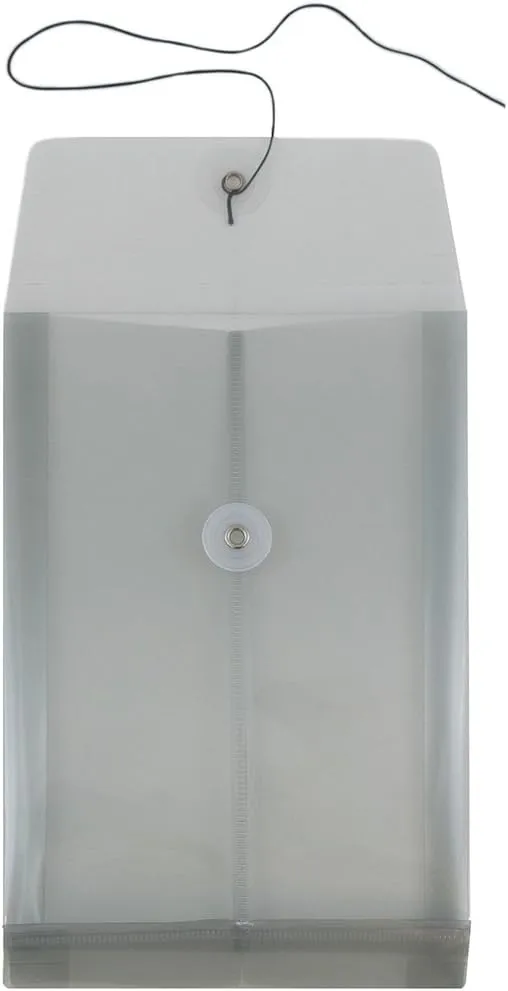 JAM PAPER Open-End Plastic Envelopes, Button & String