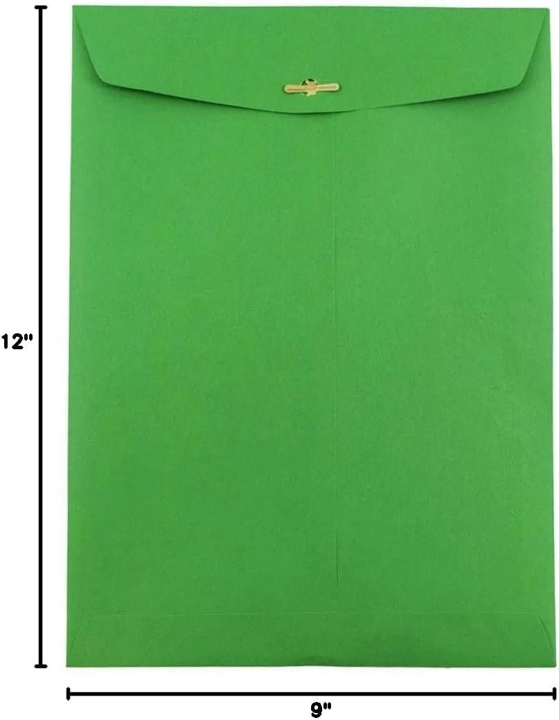 JAM Paper Open-End 9 x 12 Colored Catalog Envelopes with Clasp Closure