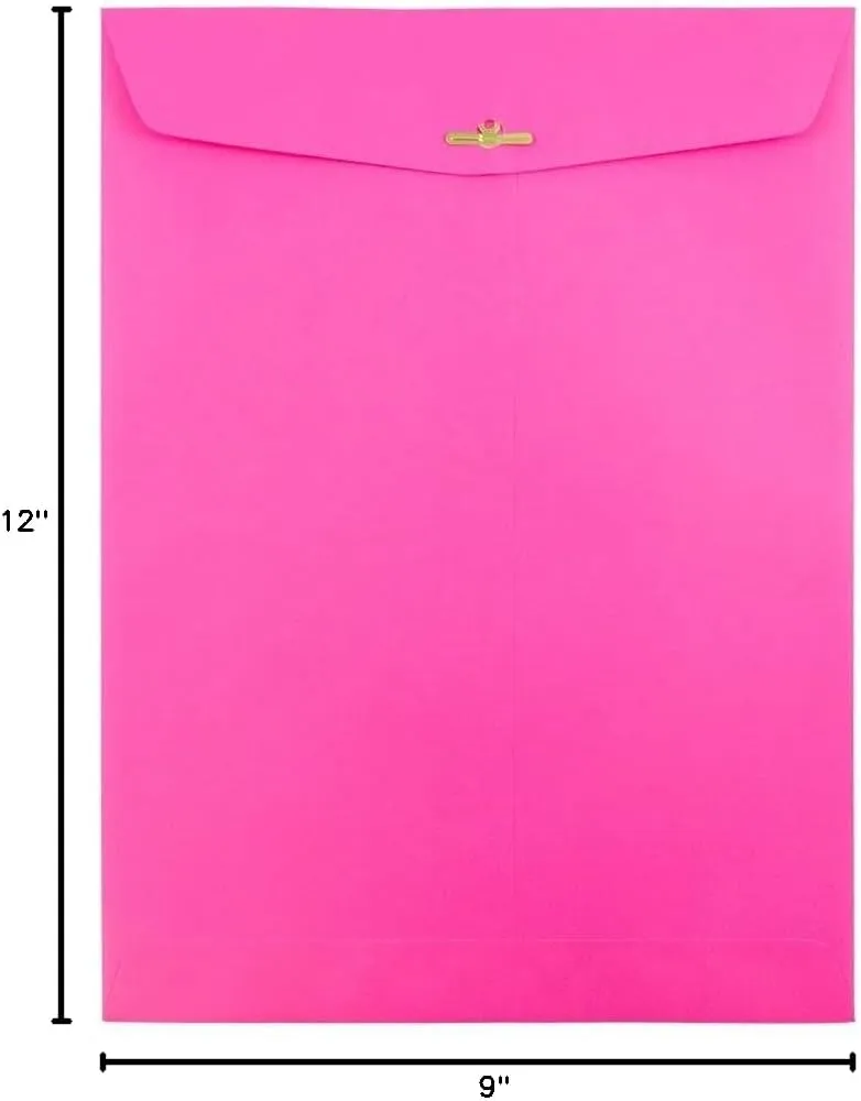 JAM Paper Open-End 9 x 12 Colored Catalog Envelopes with Clasp Closure