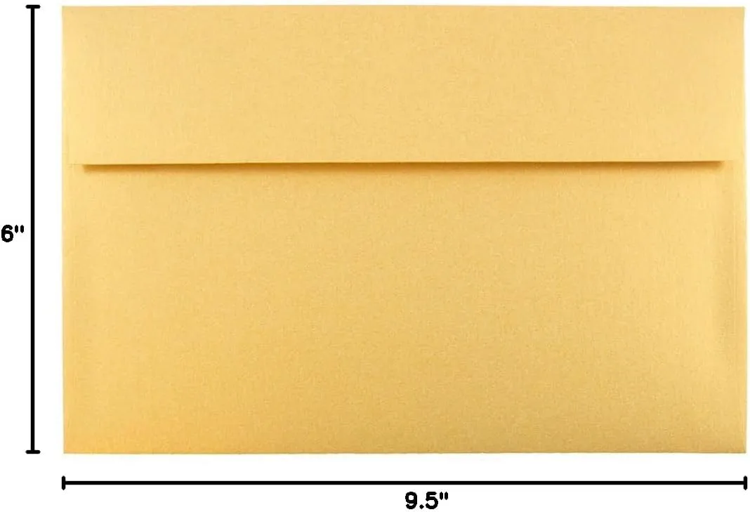 JAM PAPER Metallic Invitation Envelopes - Gold Stardream - 25/Pack
