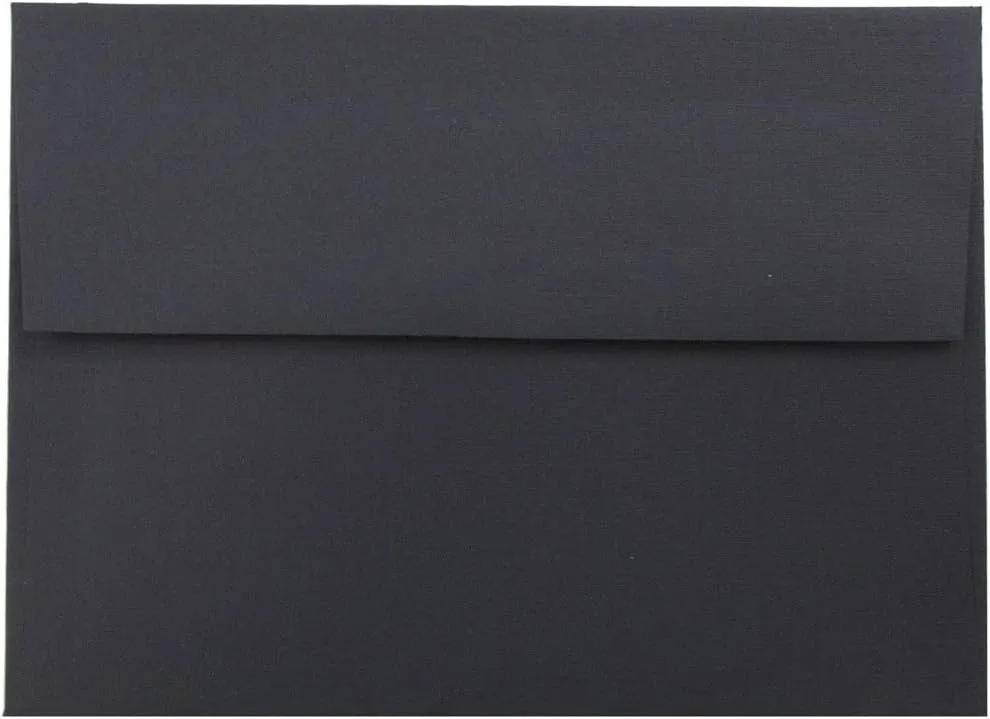 JAM PAPER Foil-Lined Booklet Invitation Envelopes - Black Linen - 25/Pack