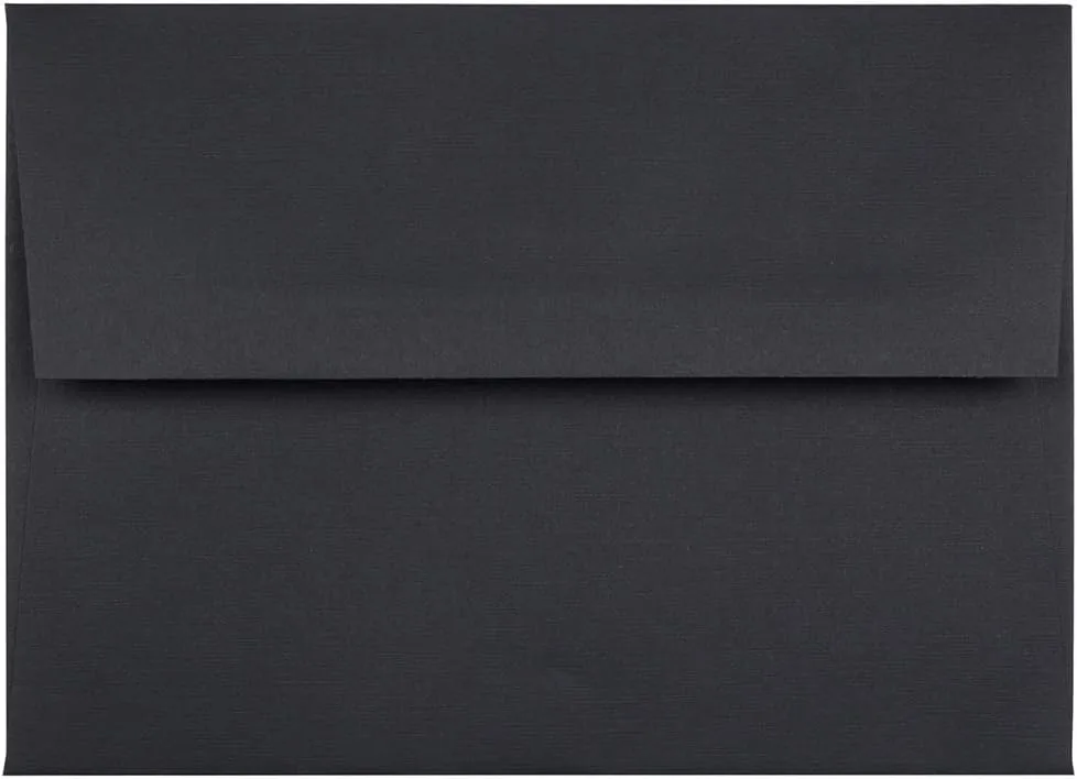 JAM PAPER Foil-Lined Booklet Invitation Envelopes - Black Linen - 25/Pack