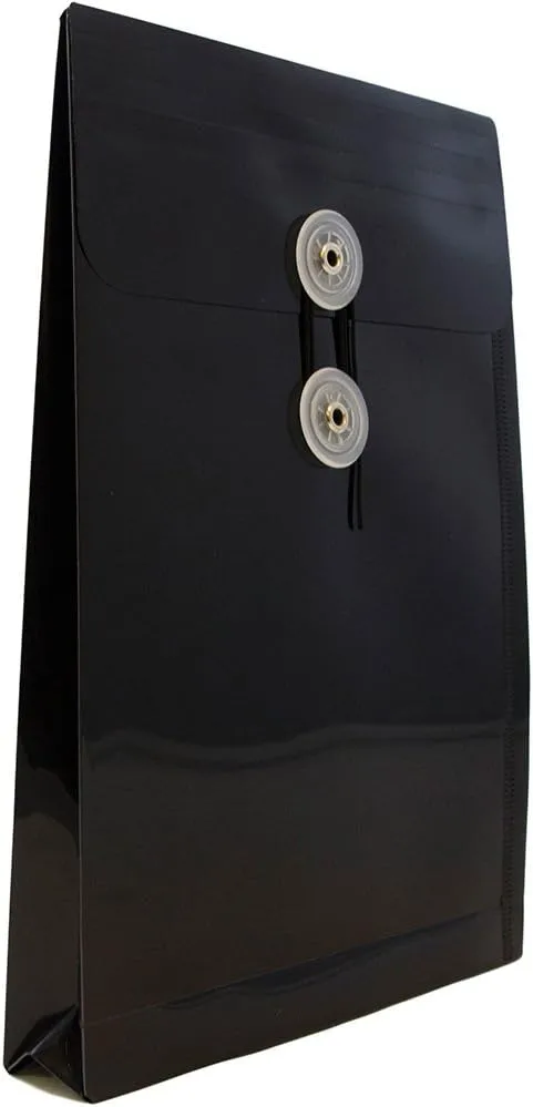 JAM PAPER Open-End Plastic Envelopes, Button & String
