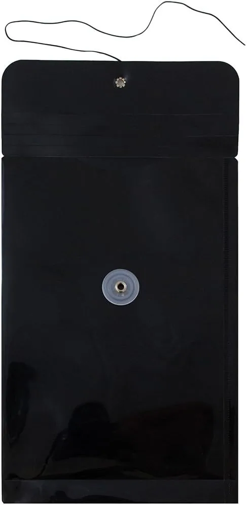 JAM PAPER Open-End Plastic Envelopes, Button & String