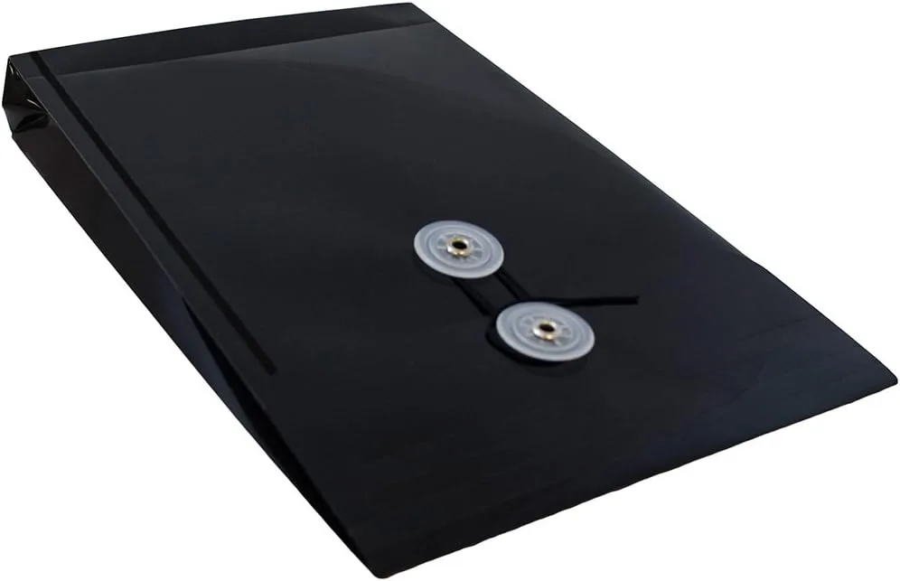 JAM PAPER Open-End Plastic Envelopes, Button & String