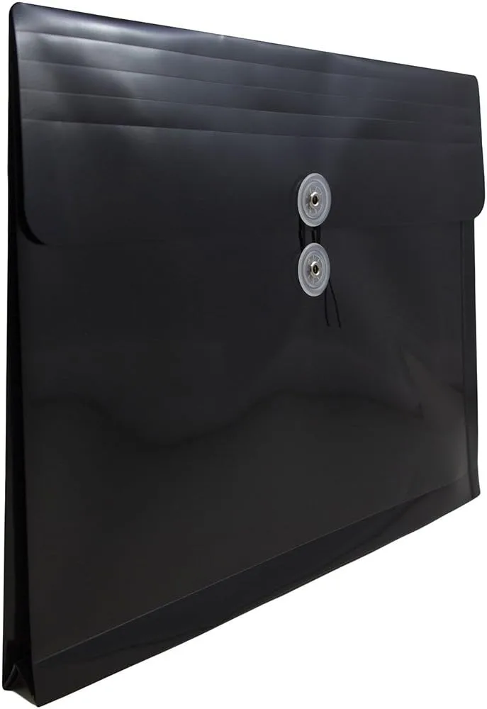 JAM PAPER Plastic Envelopes with Button & String Tie Closure - 12 Pack