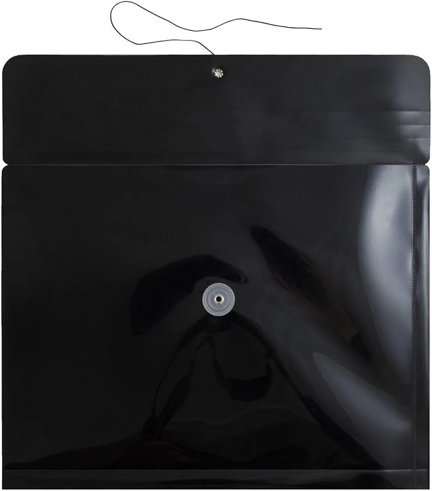 JAM PAPER Plastic Envelopes with Button & String Tie Closure - 12 Pack